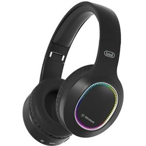 Trevi DJ 12E60 BT draadloze stereo-hoofdtelefoon met geïntegreerde microfoon en oproepbeantwoordknop, comfortabel en opvouwbaar, SD-microfoon, AUX-IN, oplaadbare batterij, batterijduur 7-9 uur, zwart