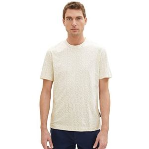 TOM TAILOR T-shirt en coton pour homme avec imprimé intégral, 32271-beige Minimal Wording Design, XXL