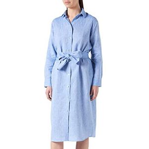 Seidensticker Damesjurk midi-jurk blouse kraag lange mouwen 100% viscose, Blauw