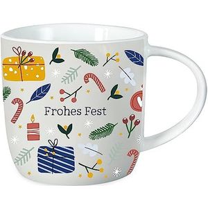 Grafik-Werkstatt Koffiemok met spreuk 300 ml | Kerst porseleinen mok | Frohes Fest