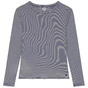 Petit Bateau A08CO T-shirt met lange mouwen voor dames (1 stuk), Smoking blauw/wit marshmallow