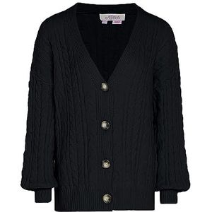 Aleva Cardigan ample en tricot pour femme avec manches longues et col en V en acrylique noir Taille XL/XXL, Noir, XL
