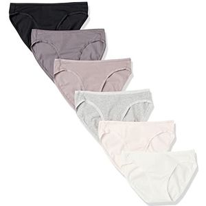 Amazon Essentials Set van 6 katoenen bikinibroekjes voor dames (verkrijgbaar in grote maten), veelkleurig/neutraal, maat XL