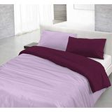 Italian Bed Linen Beddengoedset in natuurlijke kleur, dubbelzijdig, effen, met kussensloop, paars/pruim