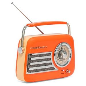 Madison FREESOUND-VR40OR Vintage radio, 30W, lange batterijduur, Bluetooth, USB, FM, oranje - Nostalgie, retro