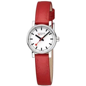 Mondaine MSE.26110.LCV Montre analogique à quartz suisse pour femme avec bracelet en cuir de raisin végétalien, rouge, Sangles