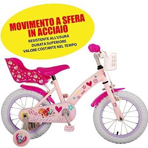 volare Bambine, 14 inch premium fiets met mand en portemonnee, licentie Paw Patrol Girl, roze en wit, medium