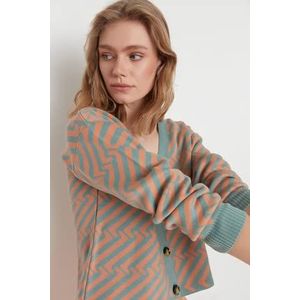 Trendyol Trendyol Dames gebreid vest met V-hals Standaard Sweater Dames (1 stuk), Munt