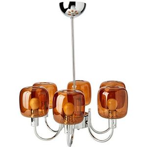 SP Light and Design Diva hanglamp 6 B, chroom frame, barnsteenglas, 4 watt