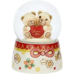 THUN - Kerstmis 2022 - sneeuwbol met teddybeer - cadeau-idee Kerstmis 2022 - glas, hars en keramiek met de hand gedecoreerd - 4,8 x 4,8 x 6,3 cm H