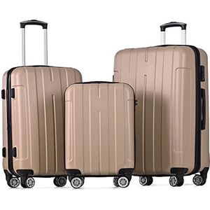 Merax Carry-On-kofferset met TSA-slot en universeel wiel, uittrekbaar, met telescopische handgreep, Champagne, Harde koffer