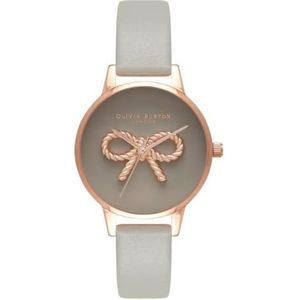 Olivia Burton OB16VB04 Analoog Quartz dameshorloge met grijze leren band, grijs., Casual