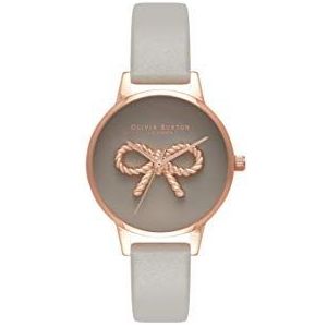 Olivia Burton OB16VB04 Analoog Quartz dameshorloge met grijze leren band, grijs., Casual