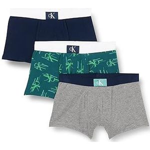 Calvin Klein 3pk Trunk 453 onderbroek voor jongens (1 stuk), Ckglitchedmonogramaop/Niris/Grhthr