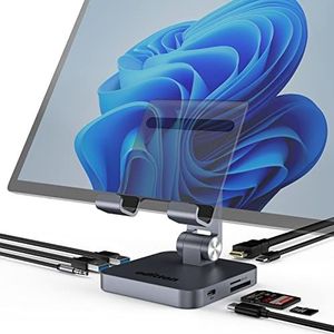 USB C-dockingstation voor iPad Pro, USB-C oditton hub (8-in-1) met opvouwbare standaard, HDMI 4K @ 30Hz, 3,5 mm audio, 60W PD opladen, 2x USB 3.0, SD/TF, voor iPad Pro 2021-2018