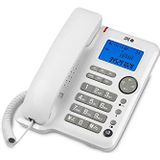 SPC Office ID – vaste desktop- of wandtelefoon met verlicht display, werkt op batterijen, 3 directe geheugen, 3 belniveaus, nummerherkenning en handen vrij, wit