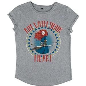 Disney Brave dames T-shirt met rolluis Aim with Heart Organic roll sleeve, grijs.