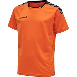 hummel Hmlauthentic Kids Poly Jersey S/S shirt meisje, Oranje/Zwart