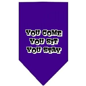 Mirage Pet Products You Come, You Sit, You Stay Screen Print Bandana, Maat S, Violet