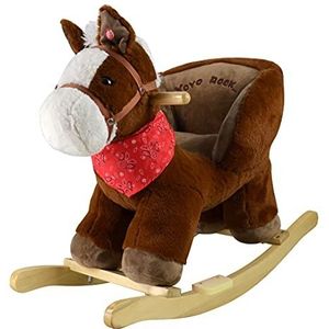 Sport1 pony schommelpaard met geluid schommelpaard voor kinderen + 10 maanden van pluche en houten geluidseffect kinderen 68 x 33 x 50 cm comfort met geïntegreerde rukkenriem bruin cadeau-idee