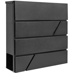 Assorted Collections Wandbrievenbus met krantenhouder, afsluitbaar met 2 sleutels, modern design, eenvoudig te installeren, 37 x 10,5 x 37 cm (zwart)
