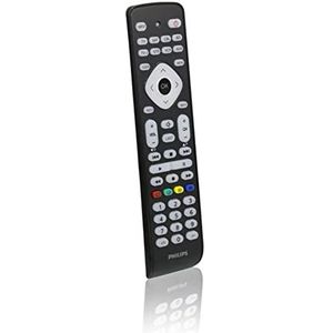 Philips SRP2018/10 Universele afstandsbediening voor tv, 8-in-1 afstandsbediening, slimme knop, IR-codes tot 8000 codes, eenvoudige configuratie, kleur zwart