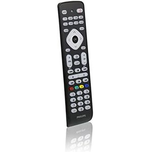 Philips SRP2018/10 universele afstandsbediening voor tv, 8-in-1 afstandsbediening, intelligente knop, IR-codes tot 8000 codes, eenvoudige installatie, gereviseerde zwarte kleur