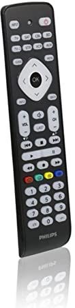 Philips SRP2018/10 universele afstandsbediening voor tv, 8-in-1 afstandsbediening, intelligente knop, IR-codes tot 8000 codes, eenvoudige installatie, gereviseerde zwarte kleur