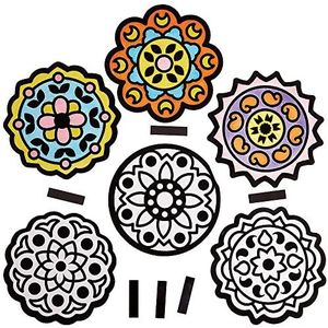 Baker Ross FX233 Rangoli Kleur Pluche Art Magneten - Set van 12 Diwali-decoraties en geschenken, handgemaakte kunst voor kinderen, kleuren voor kinderen