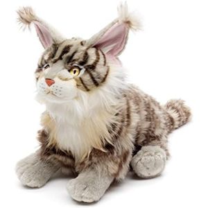 Uni-Toys - Maine Coon-kat zittend (grijs) - 27 cm (hoogte) - Pluche kat - Knuffel