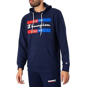 Champion Legacy Graphic Shop Authentic Powerblend Terry Box Logo Sweatshirt met capuchon voor heren, Navy Blauw