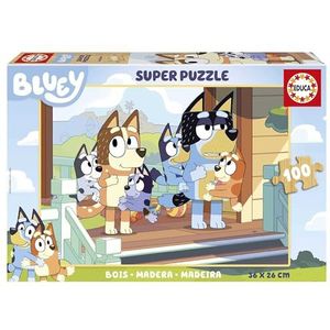 Educa - 100 Bluey - Houten puzzel voor kinderen met 100 stukjes. Afmetingen ca. gemonteerd 36 x 26 cm. Aanbevolen vanaf 6 jaar (19967)