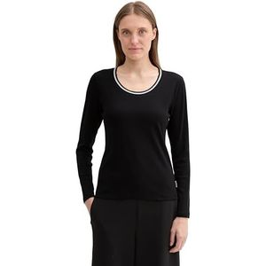TOM TAILOR T-shirt à manches longues pour femme, 14482 - Deep Black., S