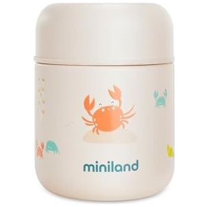 Miniland - Thermosfles voor baby's, 280 ml, van roestvrij staal, houdt de temperatuur meer dan 24 uur, luchtdichte sluiting en dubbelwandige isolatie (Crabsy)