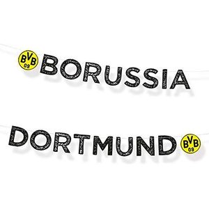 Amscan BVB 9908532 Partyketting, lengte 180 cm, van karton Borussia Dortmund hangketting, voetbal, party, fans, verjaardag