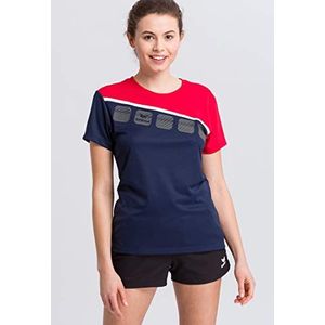 Erima 5-c T-shirt voor dames (1 stuk), navy/rood/wit