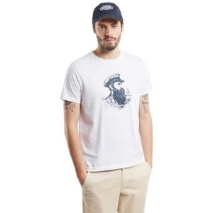 Armor Lux T-shirt met zeefdruk voor heren, Zeeman met pet/wit