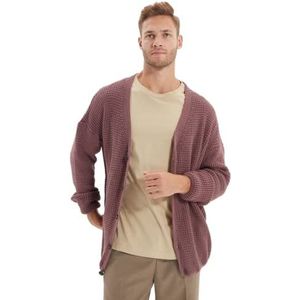 Trendyol Gebreid basic vest V-hals standaard voor heren, pullover, poederroze, L, Poeder roze