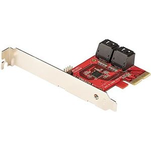 StarTech.com 4-poorts PCI Express SATA kaart - PCIe SATA controller - ASM1166 Non-Raid - PCI Express 3.0 naar SATA converter - Gestapelde connectoren - SATA-uitbreidingskaart (4P6G-PCIE-SATA-CARD)