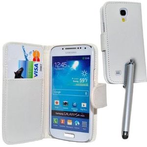 Accessory Master Beschermhoes voor Samsung Galaxy S4 Mini i9190 (leer, met displaybeschermfolie), wit