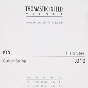 Thomastik E/B .010 enkele snaar van gepolijst staal P10 messingt, voor klassieke gitaar, concerten, folk, elektrische gitaren, set KF110, SB110, SB210, AC110, AC210, JS110