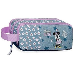 Disney Minnie Style Etui, drievoudig, blauw, 22 x 10 x 9 cm, polyester, blauw, drievoudig gesorteerd, Blauw, Drievoudige pennen