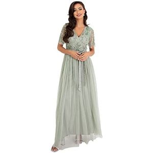Maya Deluxe Maxi-jurk voor dames - Bal voor bruiloft - Gasten - V-hals - Bruid - Gelegenheid damesjurk, Lily groen