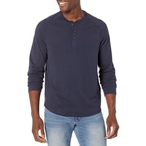 Amazon Essentials Henley shirt met lange mouwen voor heren, klassieke pasvorm (verkrijgbaar in grote maat), marineblauw, M