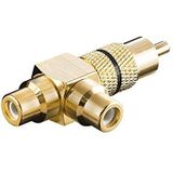 1x Tulp (m) - 2x Tulp (v) audio adapter/splitter - zwart / verguld (metaal)