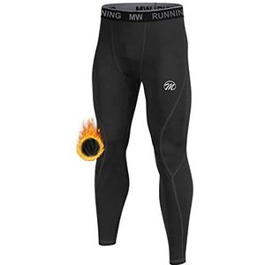 MEETWEE Thermobroek voor heren, thermisch ondergoed, lange panty's, warm, compressie, basislaag, leggings, zwart.