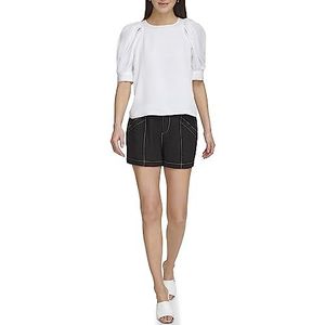 DKNY Blouse en satin à manches 3/4 pour femme, blanc, XS, Blanc., XS