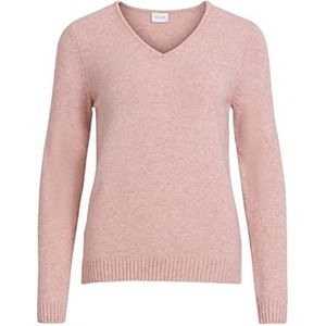 Vila Viril V-hals L/S gebreide top - Noos sweater voor dames, Misty Rose