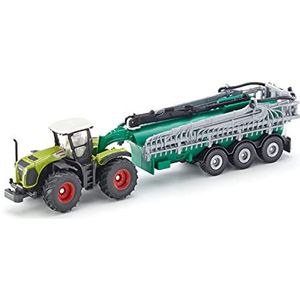 siku 1827, Claas Xerion Tractor met vatwagen, 1:87, metaal/kunststof, groen, uittrekbare sleepslangverdeler