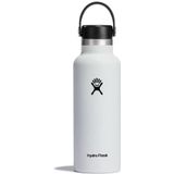 Hydro Flask, 532 ml geïsoleerde fles. Roestvrij staal, vacuüm, geïsoleerde fles. Flex-cap, anti-lek en poedercoating. BPA-vrij, standaard opening, wit